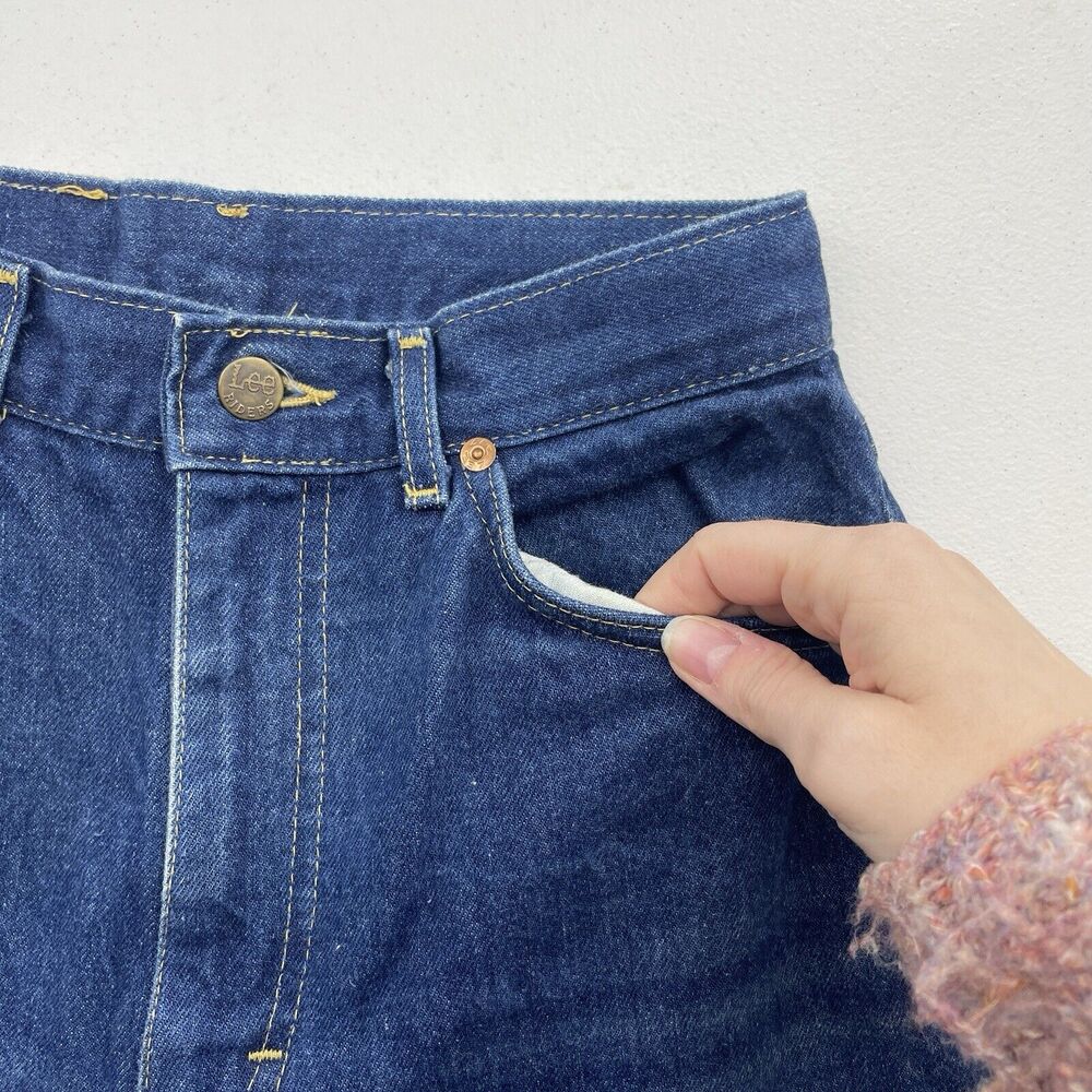 Vtg Lee Jrs Size 9P Petite 26 Jeans 80s Tapered Leg High Rise Rigid Denim Riders - Picture 10 of 16